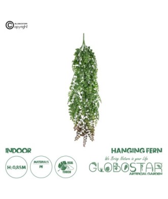 GloboStar® Artificial Garden HANGING FERN BRANCH  20830 Τεχνητό Διακοσμητικό Κρεμαστό κλαδί Φτέρης Μ30 x Π10 x Υ85cm